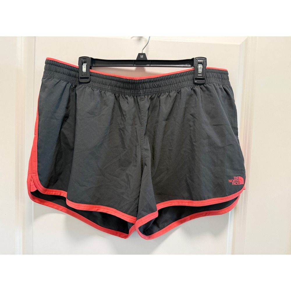 The North Face FlashDry Womens XL Gray Coral Pink Running Athletic Shorts Pocket